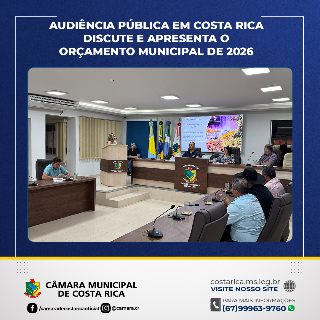 Audiência Pública em Costa Rica discute e apresenta o Orçamento Municipal de 2026