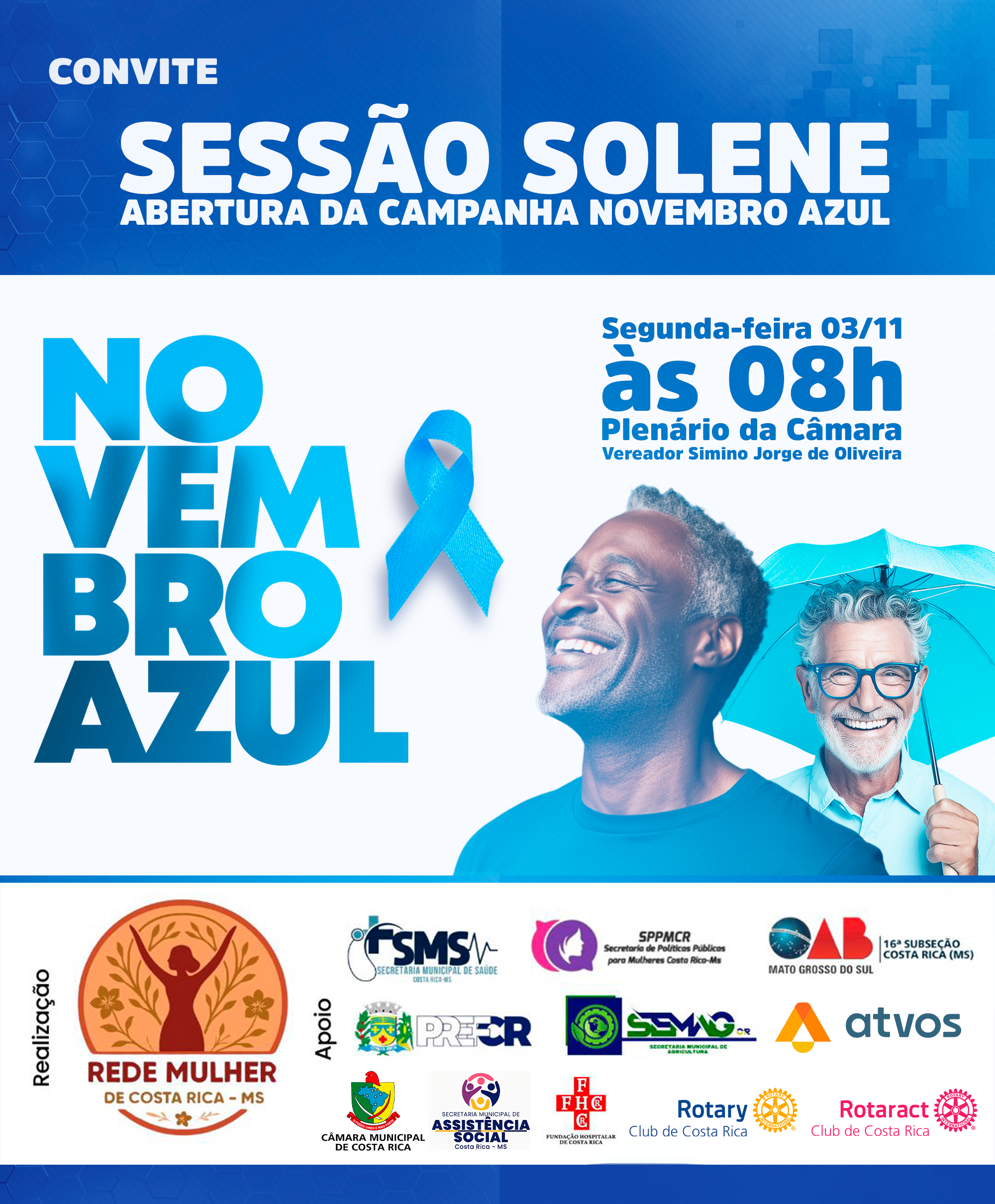 Câmara Municipal convida para Sessão Solene de abertura da Campanha Novembro Azul