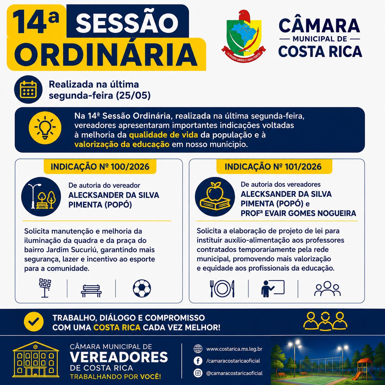 Vereadores apresentam indicações voltadas à infraestrutura e valorização da educação